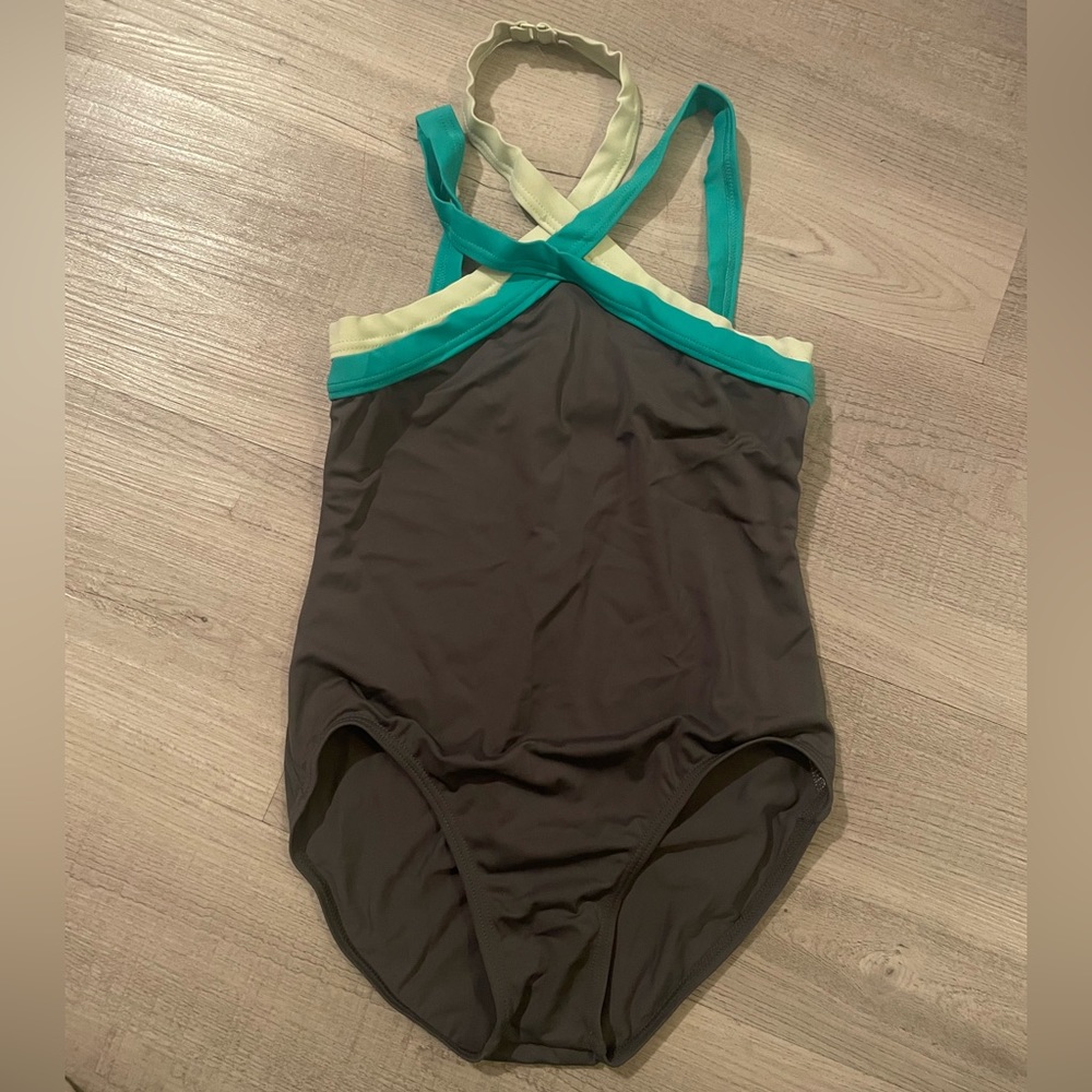 Grey turquoise and green Balera leotard